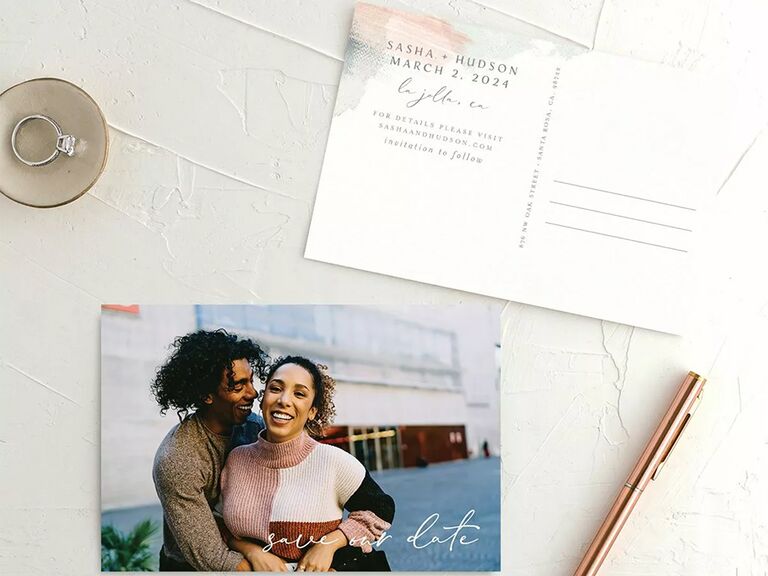 Personalized photo on front and minimalist white script