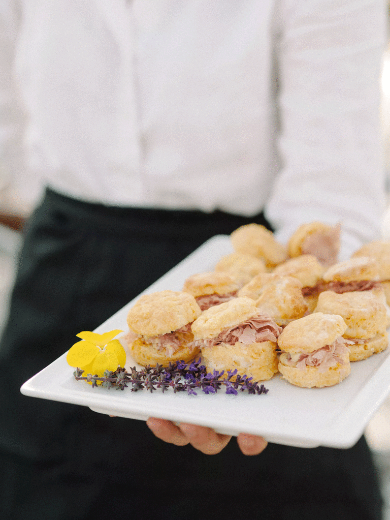 Ham and sweet potato biscuits for a winter wedding food menu.