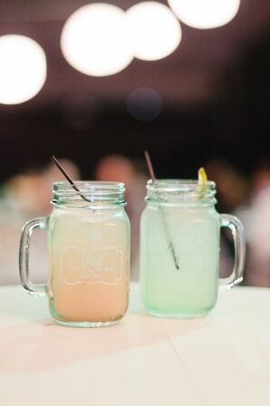 Mint and Peach Signature Cocktails in Custom Jars