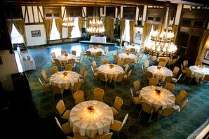 Blue and Gold Modern Reception Venue at Alex Johnson Hotel