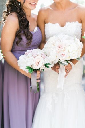 White and Blush Rose Bouquets