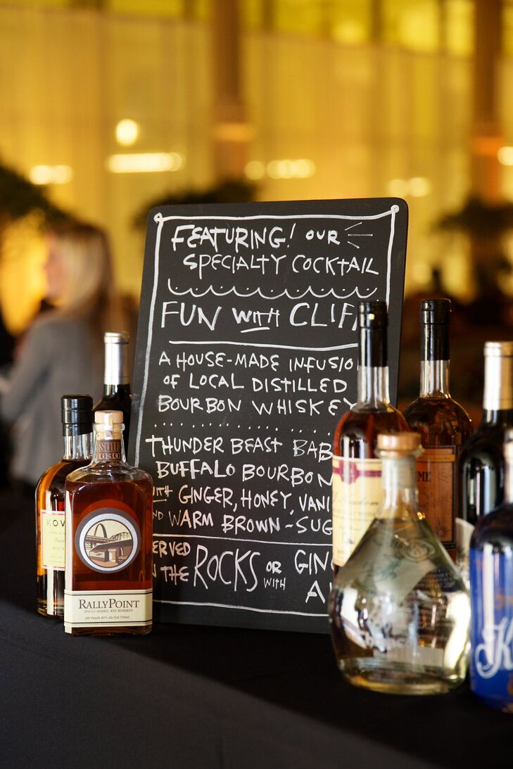 Giving guests a taste of local flavors was high on Linsey and Cliff’s priority list and Local Harvest Catering didn’t disappoint. Upon arrival at the Old Post Office, guests were greeted by a selection of locally made spirits, including a whiskey cocktail infused with ginger and beer from the couple’s favorite local brewery, Urban Chestnut. “We had no idea that the Saint Louis area has so many wonderful spirit distilleries; our guests are big whiskey drinkers and the locally sourced batches provided by Local Harvest gave some of the classic staples a run for their money,” says Linsey.
