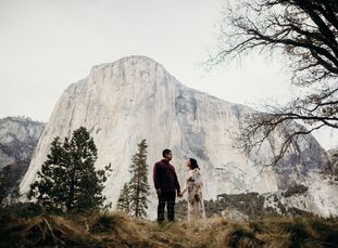 An intimate sunrise ceremony in Yosemite National Park was only natural for Aubrey and Michael, who first visited—and fell for—the landmark in 2015. “