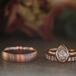 Modern Gold Wedding Band and Teardrop Engagement Ring