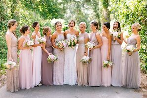 Taupe and Blush Bridesmaid Dresses