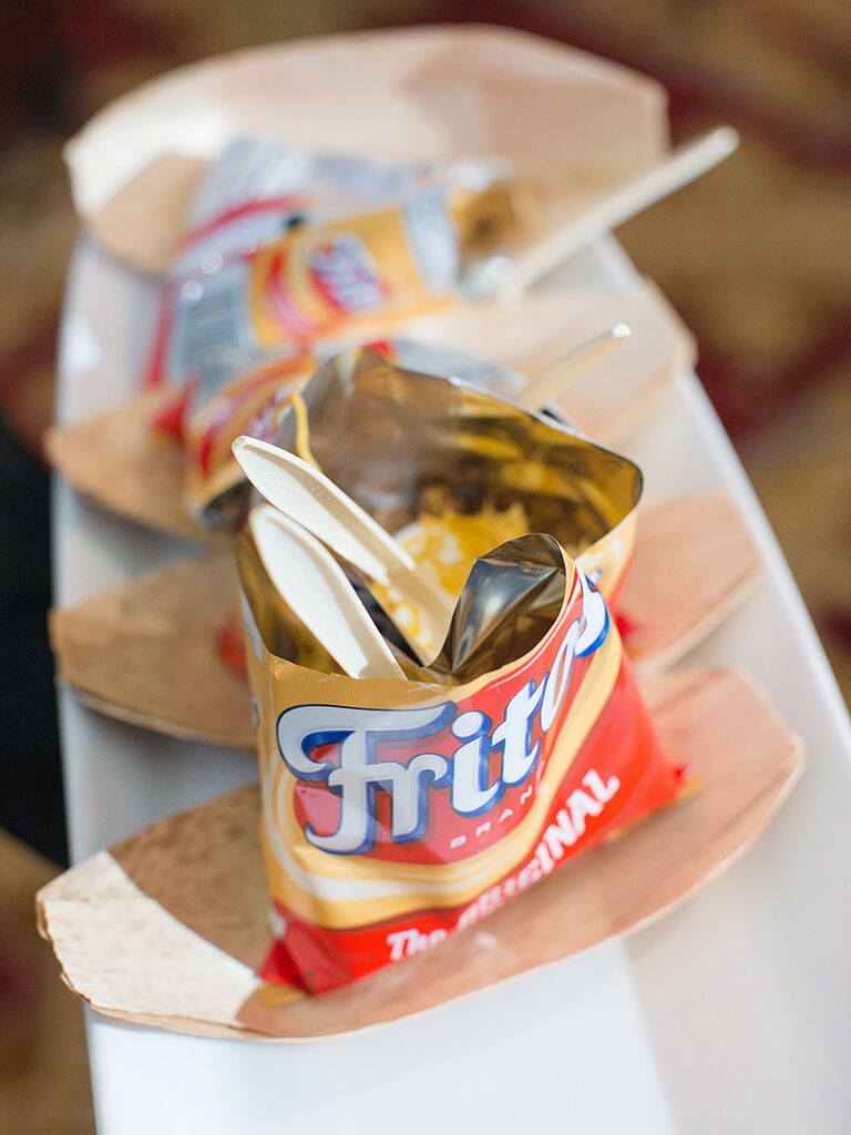 Walking tacos for a fun wedding food idea