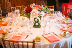 Pink and White Reception Table
