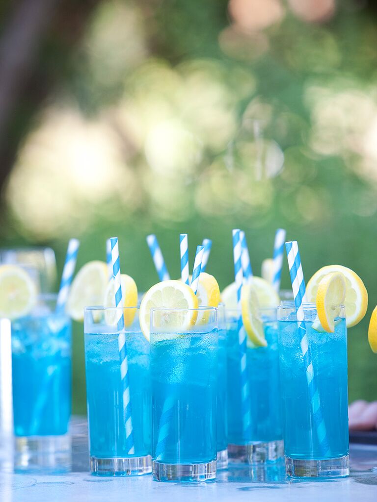 Bright blue wedding cocktails