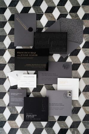 Modern Black, White and Gray Wedding Invitation Suite