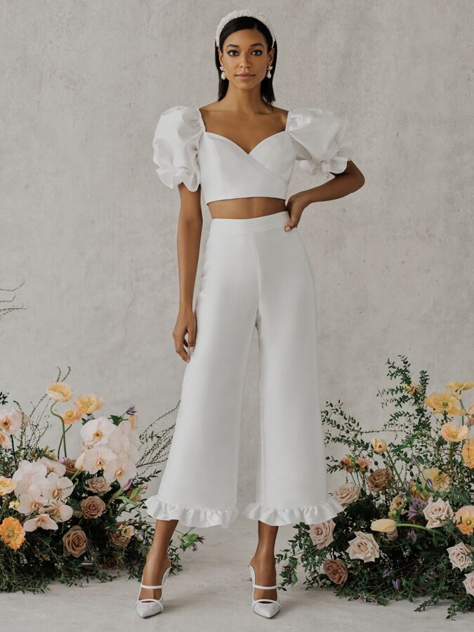 Alexandra Grecco Poppy crop top and high-waist trousers 