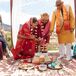 Bride in Red Lehenga and a Groom in Kurta During Indian Ceremony