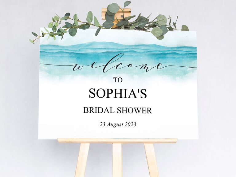 beach themed bridal shower welcome sign