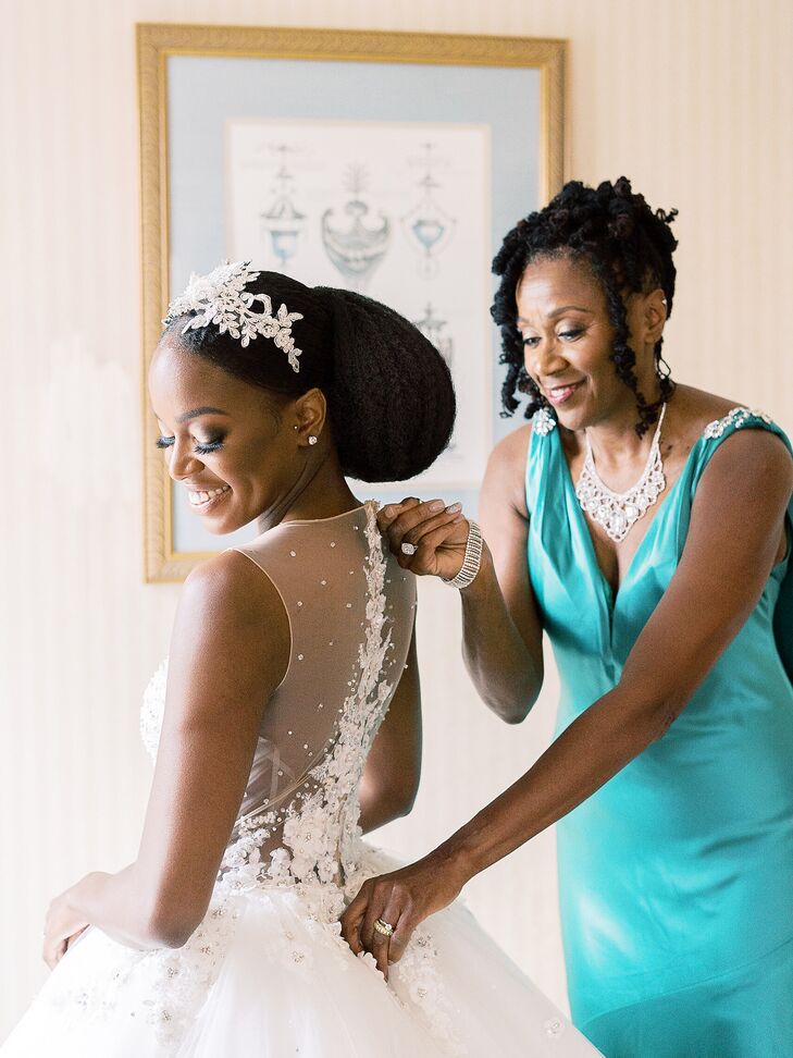 Bride Getting Ready with Mother