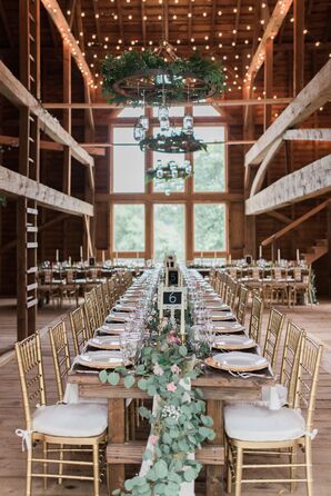 Rustic Barn Reception with Gold Accents