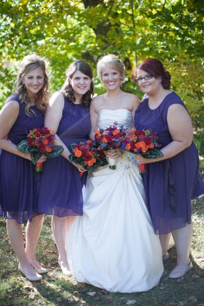 Purple Knee-Length Bridesmaid Dresses Dessy Group
