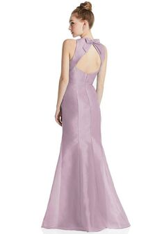 Dessy Group Bateau Neck Open-Back Maxi Dress with Bow Detail - TH069 Bateau Bridesmaid Dress