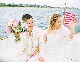 Couple on boatride at Chatham Bars Inn in Chatham, Massachusetts