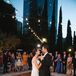 Adrienne and Cameron were all smiles during their first dance outdoors at Cafe Pinot in Los Angeles.