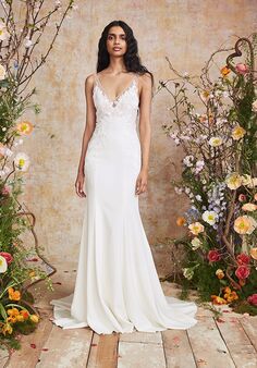 THEIA TEAL Fit-and-Flare Wedding Dress