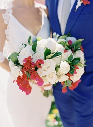 Wedding Bouquet With Bougainvillea and Roses