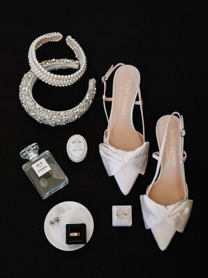 Glam White Heels, Headband and Perfume