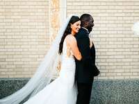 Bride and groom on wedding day