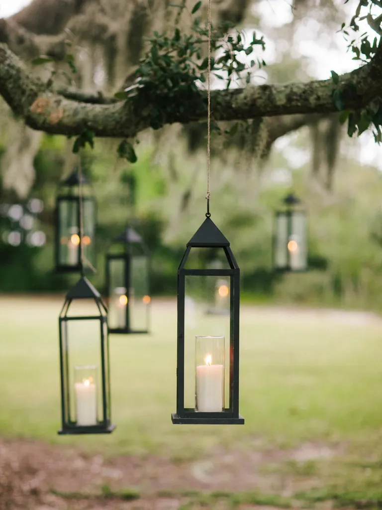 Lanterns on Tree Limbs wedding lighting idea