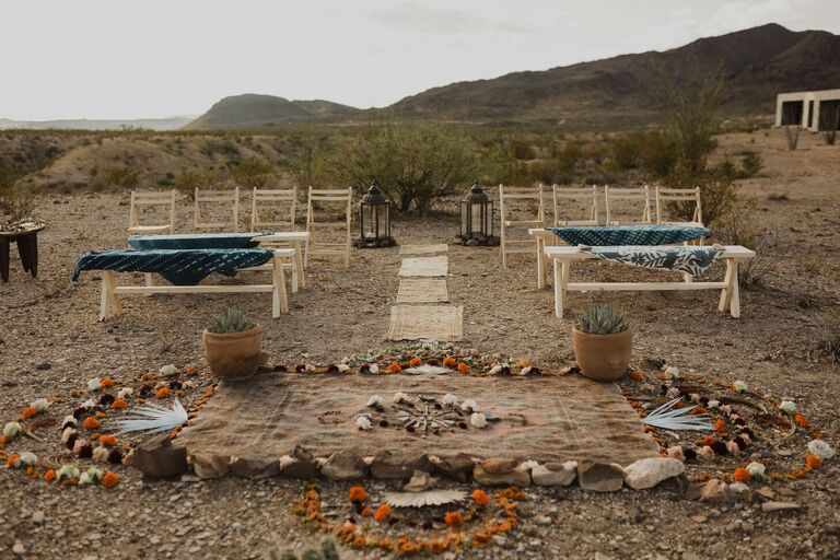 Outdoor wedding ceremony in a desert