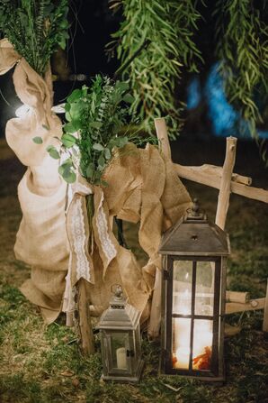 Greenery Wrapped in Burlap and Lace
