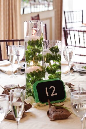 Bells of Ireland and Candle Centerpiece