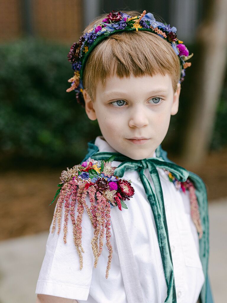 Fairytale-themed flower boy outfit