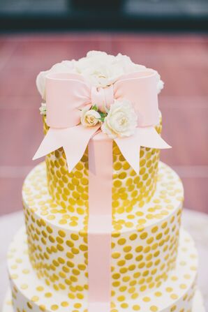 Pink Fondant, Gold Polka-Dot Cake