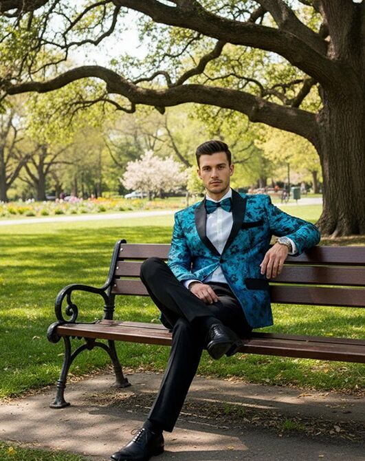BLACKTIE AMSTERDAM Turquoise Wedding Tuxedo Blue Tuxedo - 2