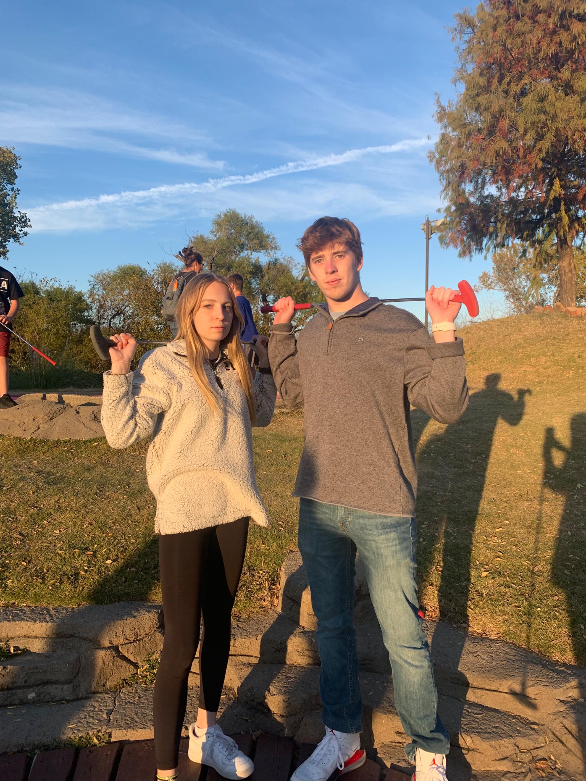 On one of our first dates, we went to a coin concert the night before and then we went mini golfing and played Top Golf. Parker won both.