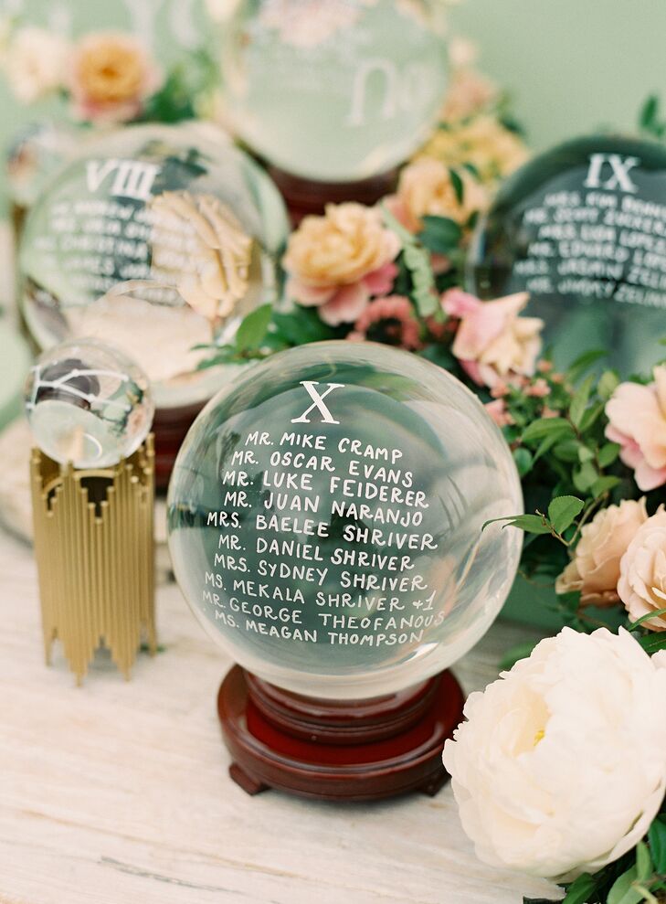 Unique Seating Chart Crystal Ball Display For Fantasy Themed Wedding