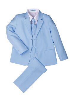 Little Tuxedos "Mason" Kids Sky Blue Suit (5-Piece Set) Flower Girl Dress and Ring Bearer Outfit