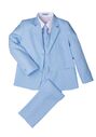 Little Tuxedos "Mason" Kids Sky Blue Suit (5-Piece Set) Flower Girl Dress and Ring Bearer Outfit - thumbnail - 1