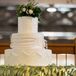 Textured, Monogrammed White Wedding Cake