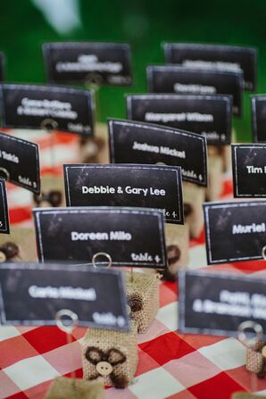 Burlap and Chalkboard Wedding Reception Escort Place Cards