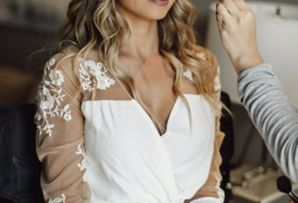 Bride at her hair and makeup trial 