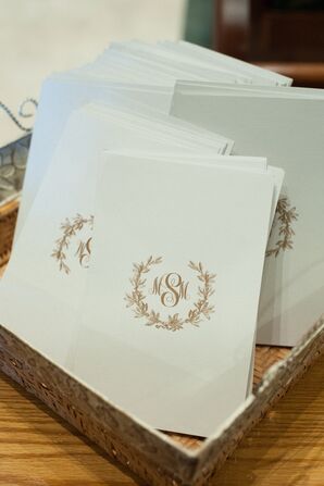Monogrammed Gold Laurel Wreath Programs