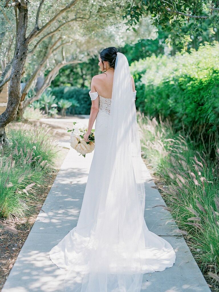 Wedding updo with veil