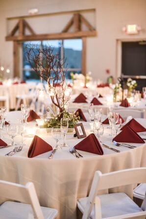 Table with White and Red Linens
