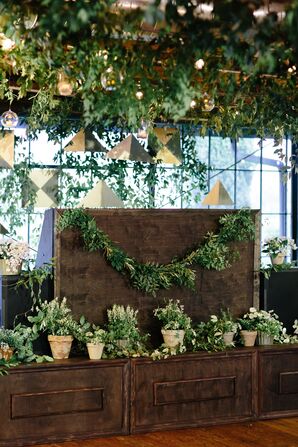 Garlands and Potted Plants Backdrop