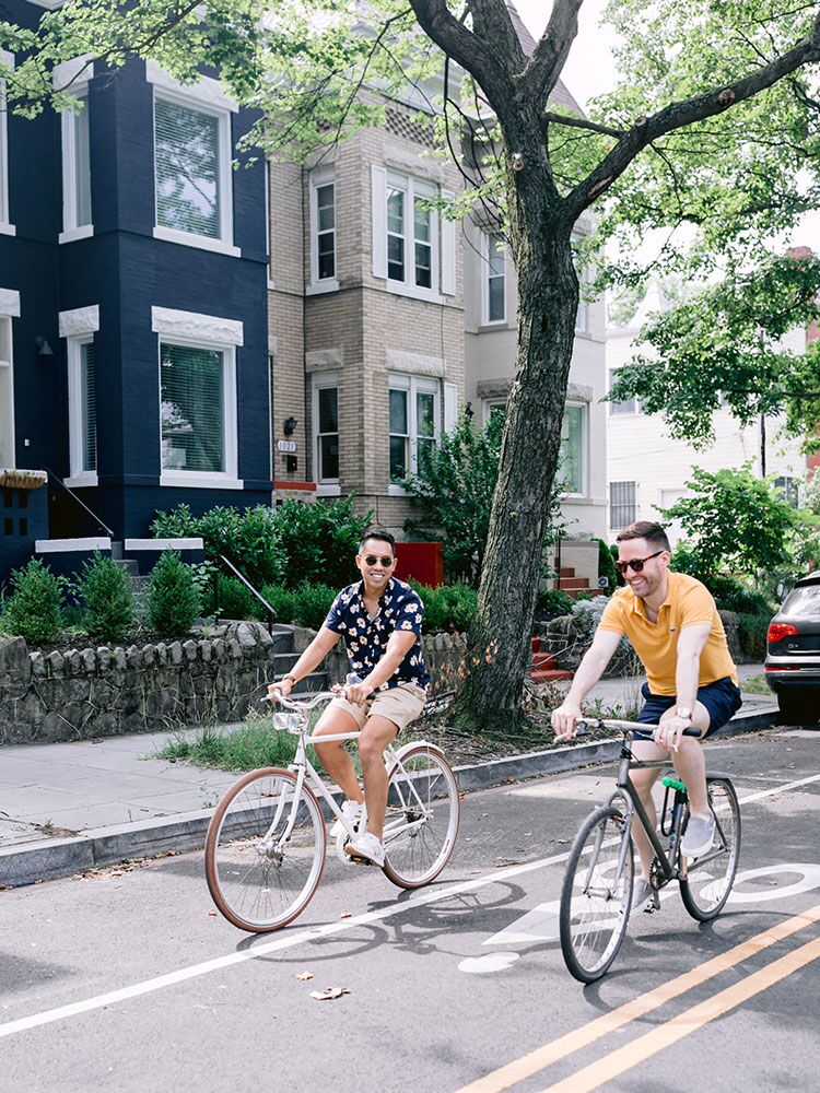 biking engagement photo