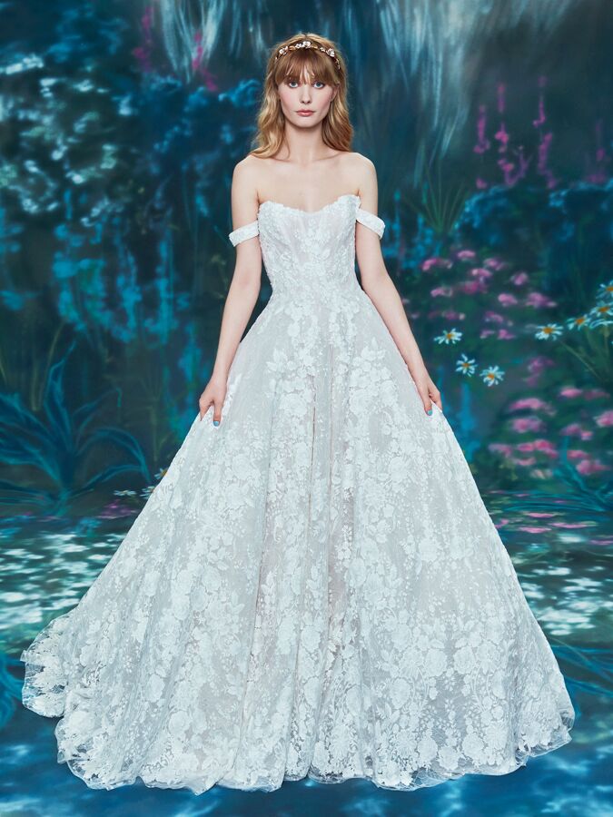 Ines Di Santo off-the-shoulder ball gown with scoop neck
