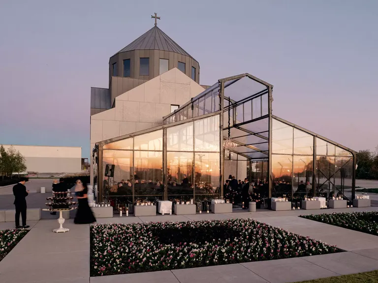 Sunset Photo of Modern Tent at Hall of Lights in Carrollton, Texas