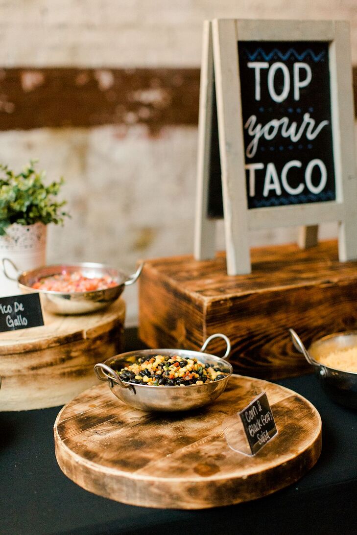 For dinner, the newlyweds served Mexican food and included a taco bar with an array of delicous toppings.