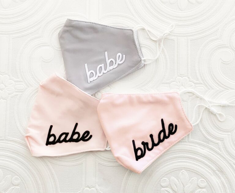 wedding masks for bachelorette party with "bride" and "babe" patches