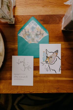 Wedding Invitations with Whimsical Artwork and Watercolor Butterfly Design